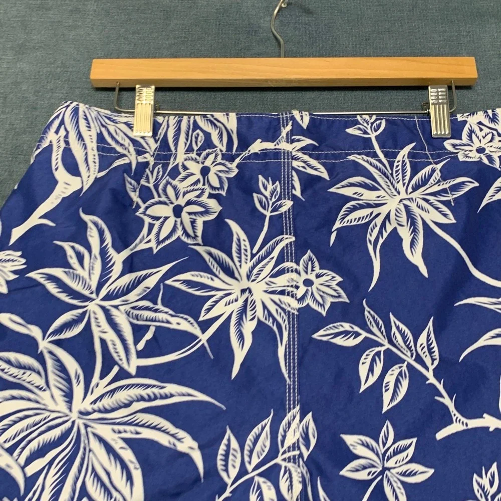 Polo Ralph Lauren Swim Trunks Shorts Mens M Blue Tropical Palm Print Mesh Lined